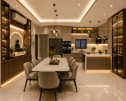 Dining and open kitchen