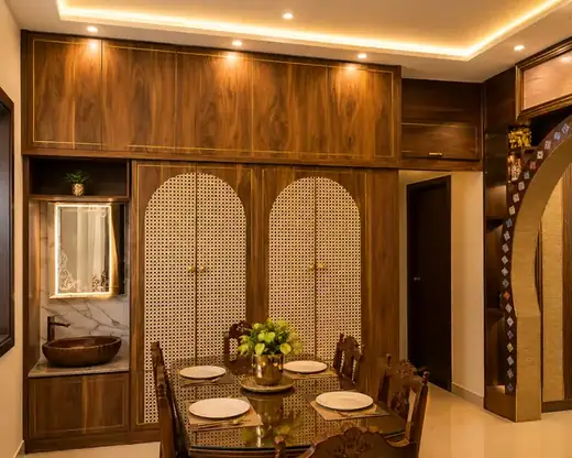 Dining area with panelled walls
