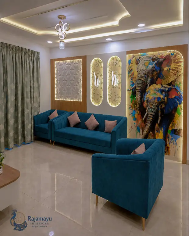Living room with feature artwork wall
